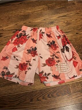 Eric Emanuel Men’s Floral Mesh Athletic Shorts - Pink & Red